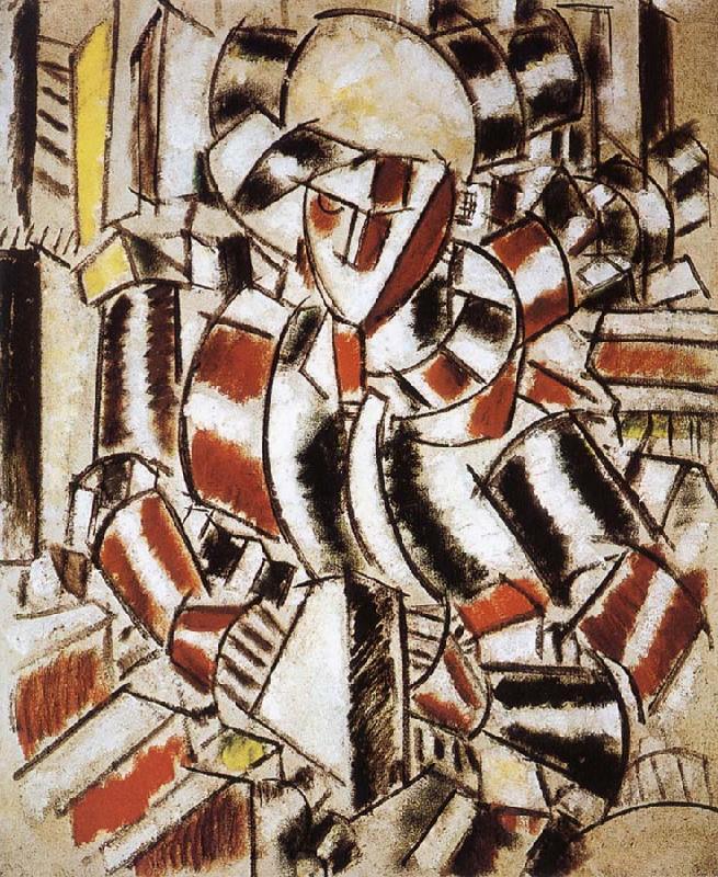 The fem wearing in red and green color, Fernard Leger